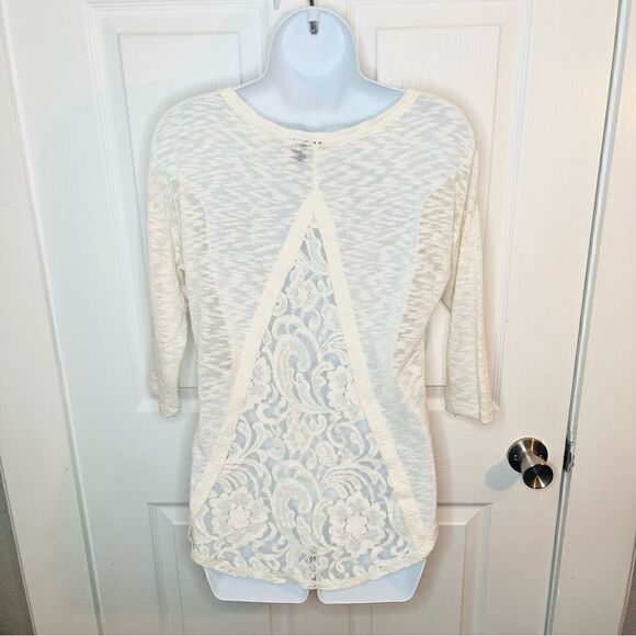 Love And Let Love Slub Lace Back Top Blue Ivory Cream S Junior - Picture 6 of 9
